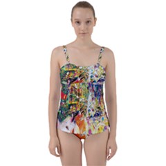 Multicolor Anime Colors Colorful Twist Front Tankini Set by Ket1n9