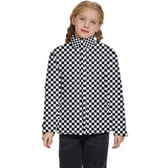 Black And White Checkerboard Background Board Checker Kids  Puffer Bubble Jacket Coat by Hannah976