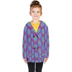 Red Blue Bee Hive Pattern Kids  Double Breasted Button Coat by Hannah976