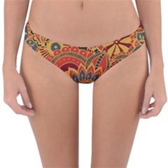Bright Seamless Pattern With Paisley Mehndi Elements Hand Drawn Wallpaper With Floral Traditional In Reversible Hipster Bikini Bottoms by Ket1n9
