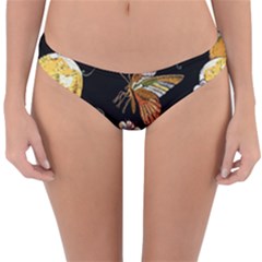 Embroidery Blossoming Lemons Butterfly Seamless Pattern Reversible Hipster Bikini Bottoms by Ket1n9