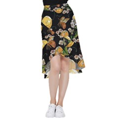 Embroidery Blossoming Lemons Butterfly Seamless Pattern Frill Hi Low Chiffon Skirt by Ket1n9