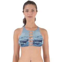 Mountain Covered Snow Mountains Clouds Fantasy Art Perfectly Cut Out Bikini Top