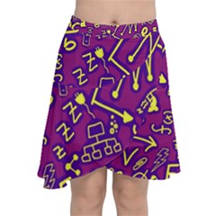Background Doodles Math Chiffon Wrap Front Skirt