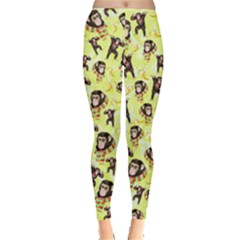Yellow Monkey Colorful Pattern For Dog Lovers With Dogs And Hearts Women s Leggings by CoolDesigns