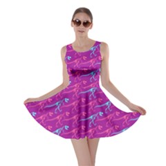 Sharp Pink Bones Purple Dinosaur Skater Dress