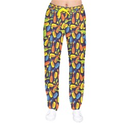 Colorful Yellow Bowling Pattern Velvet Drawstring Pants by CoolDesigns