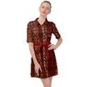 Aztec Collage Patchwork Red Belted Shirt Dress View1