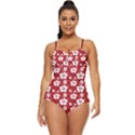 Hawaii Red Pattern Hibiscus Flowers Retro Full Coverage Swimsuit Clone View1