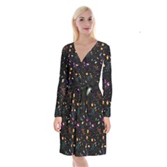 Planets Space Black Neutron Star Long Sleeve Velvet Front Wrap Dress by CoolDesigns