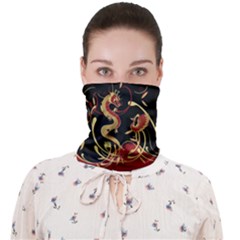 Vintage Dragon Black Chinese Print Face Covering Bandanas by CoolDesigns