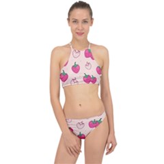 Seamless Strawberry Fruit Pattern Background Halter Bikini Set