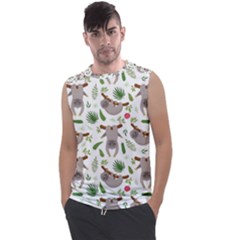 Seamless Pattern With Cute Sloths Men s Regular Tank Top by Bedest
