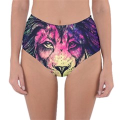 Psychedelic Lion Reversible High-waist Bikini Bottoms by Cendanart