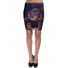 In The Cosmos Moon Sci-fi Space Sky Bodycon Skirt by Cendanart