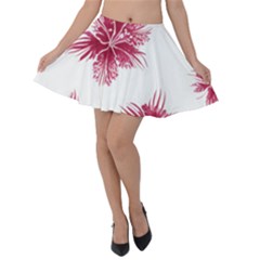 Hawaiian Flowers Velvet Skater Skirt by essentialimage