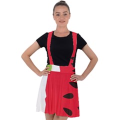 Watermelon Black Green Melon Red Velvet Suspender Skater Skirt by Cemarart