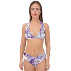 Flower-floral-design-paper-pattern-purple-watercolor-flowers-vector-material-90d2d381fc90ea7e9bf8355 Double Strap Halter Bikini Set