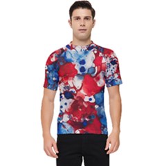 Red White And Blue Alcohol Ink France Patriotic Flag Colors Alcohol Ink  Men s Short Sleeve Rash Guard by PodArtist