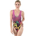 Dancing Colorful Disco High Leg Strappy Swimsuit View1
