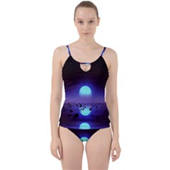 Sunset Colorful Nature Night Purple Star Cut Out Top Tankini Set by Cemarart