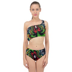 Kaleidoscopic Tropic Spliced Up Two Piece Swimsuit