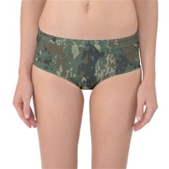 Camouflage Splatters Background Mid-waist Bikini Bottoms by Grandong