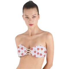 Strawberries Pattern Design Twist Bandeau Bikini Top by Grandong
