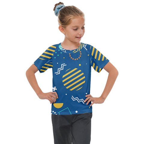 Flat Design Geometric Shapes Background Kids  Mesh Piece T-shirt by Grandong