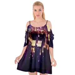 Tardis Regeneration Art Doctor Who Paint Purple Sci Fi Space Star Time Machine Cutout Spaghetti Strap Chiffon Dress by Cemarart