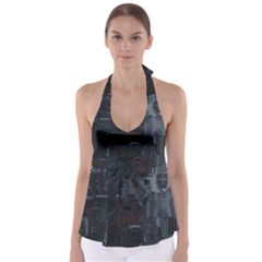 Abstract Tech Computer Motherboard Technology Tie Back Tankini Top by Cemarart