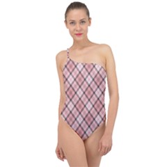 Pink Burberry, Abstract Classic One Shoulder Swimsuit by nateshop