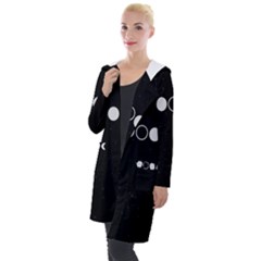 Moon Phases, Eclipse, Black Hooded Pocket Cardigan by nateshop