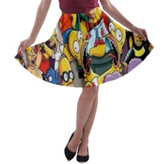 The Simpsons, Cartoon, Crazy, Dope A-line Skater Skirt by nateshop