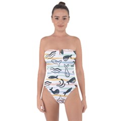 Seamless Vector Pattern With Little Cute Fish Cartoon Tie Back One Piece Swimsuit