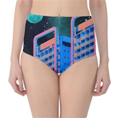 Fantasy City Architecture Building Cityscape Classic High-waist Bikini Bottoms by Cemarart