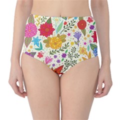 Colorful Flowers Pattern, Abstract Patterns, Floral Patterns Classic High-waist Bikini Bottoms by nateshop