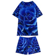 Blue Roses Flowers Plant Romance Blossom Bloom Nature Flora Petals Kids  Swim T-shirt And Shorts Set by Proyonanggan