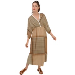 Wooden Wickerwork Textures, Square Patterns, Vector Grecian Style  Maxi Dress