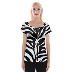 Zebra-black White Cap Sleeve Top by nateshop