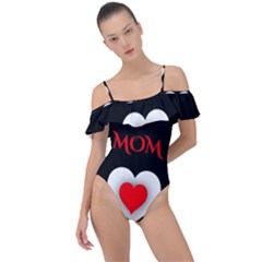 Mom And Dad, Father, Feeling, I Love You, Love Frill Detail One Piece Swimsuit by nateshop
