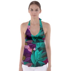 Flowers, Mate, Pink, Purple, Stock Wall Tie Back Tankini Top by nateshop