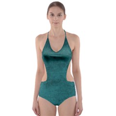 Background Green Cut-out One Piece Swimsuit by nateshop
