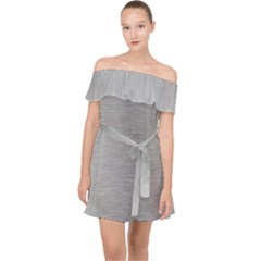 Aluminum Textures, Horizontal Metal Texture, Gray Metal Plate Off Shoulder Chiffon Dress by nateshop