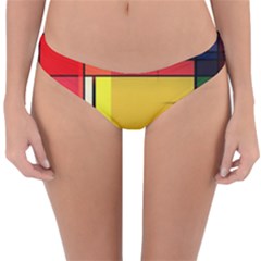 Multicolored Retro Abstraction, Lines Retro Background, Multicolored Mosaic Reversible Hipster Bikini Bottoms by nateshop