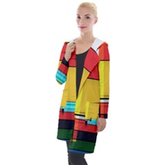 Multicolored Retro Abstraction, Lines Retro Background, Multicolored Mosaic Hooded Pocket Cardigan by nateshop