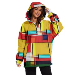 Multicolored Retro Abstraction, Lines Retro Background, Multicolored Mosaic Women s Ski And Snowboard Jacket by nateshop