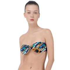 Abstract Rays, Material Design, Colorful Lines, Geometric Classic Bandeau Bikini Top 