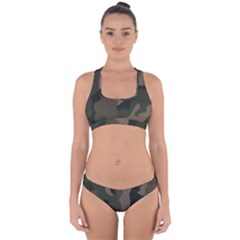 Camo, Abstract, Beige, Black, Brown Military, Mixed, Olive Cross Back Hipster Bikini Set by nateshop