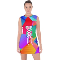 Colors, Color Lace Up Front Bodycon Dress by nateshop